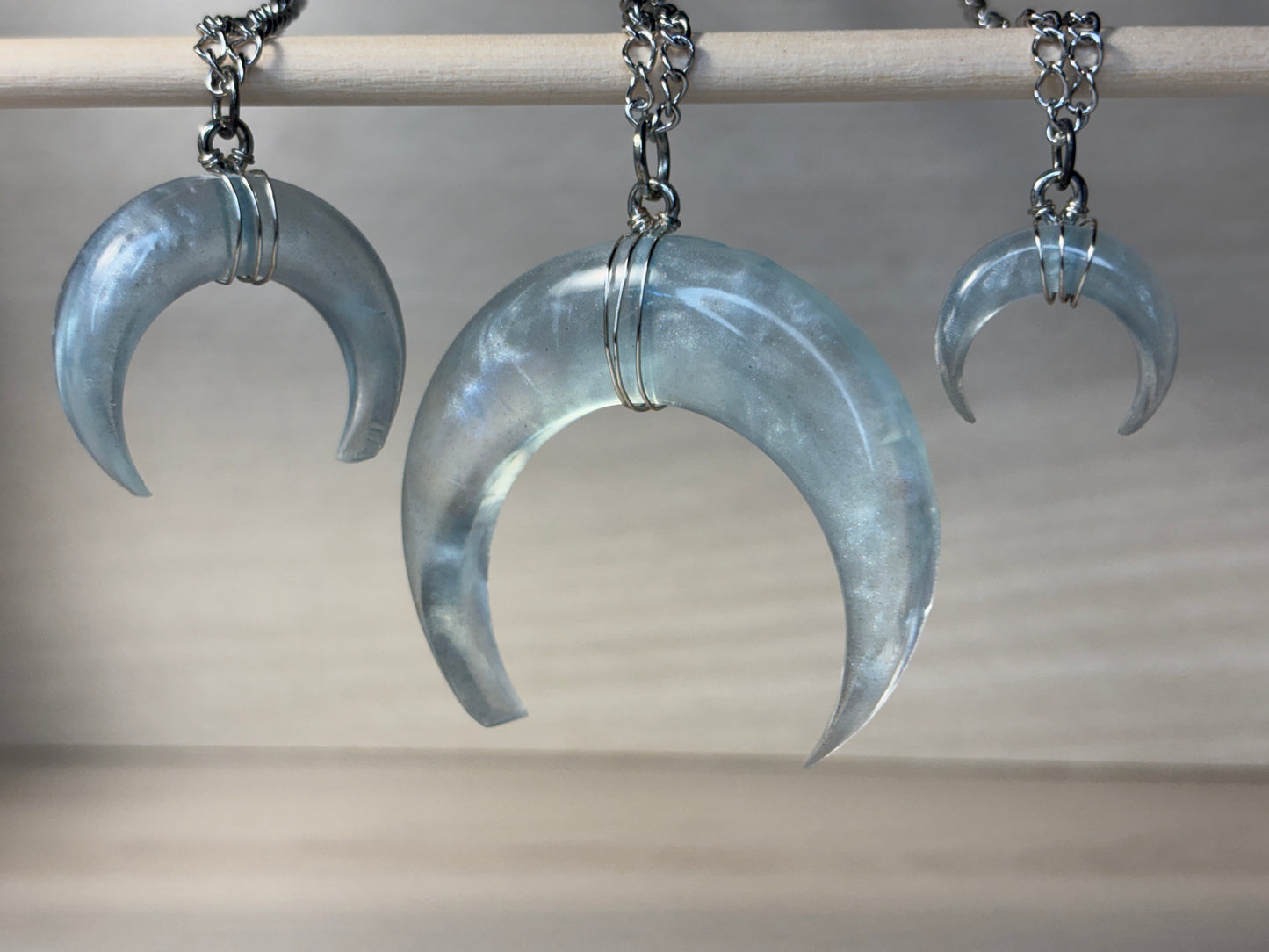 Icebergs-colored necklaces from the Crescent Moon Collection