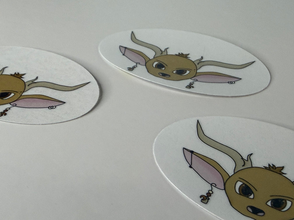 Cartoon deer face stickers on a white background